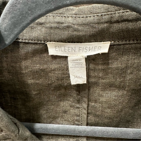 Eileen Fisher Dark Green 100% Linen 2 button pocket blazer no lining M RN 78121 - Picture 2 of 13